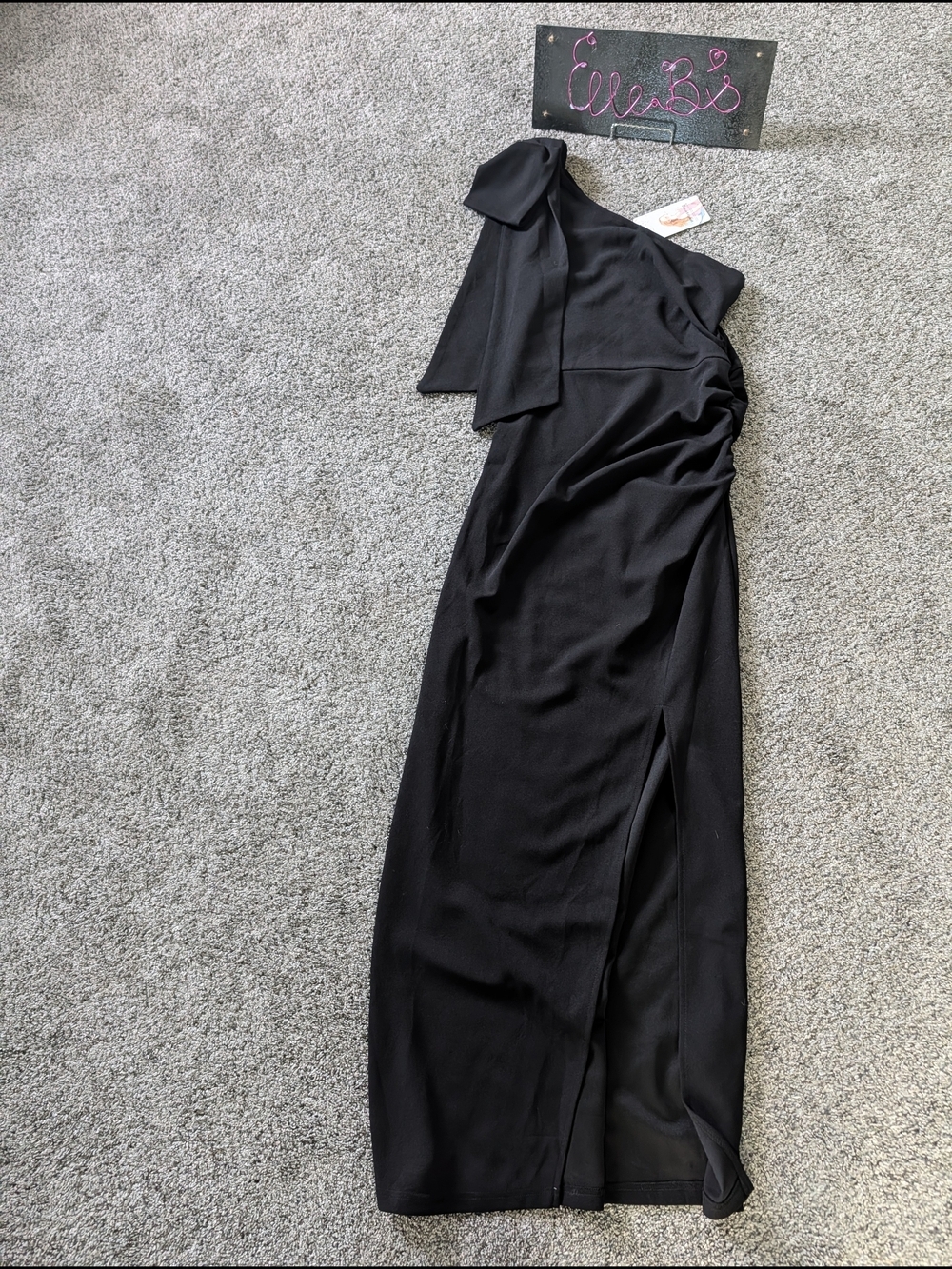 Nwt Elegant One-Shoulder Bow Black Evening Dress S